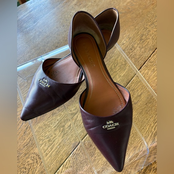 Coach D’Orsay Wine Color Leather Flats Size 8 - Picture 2 of 14